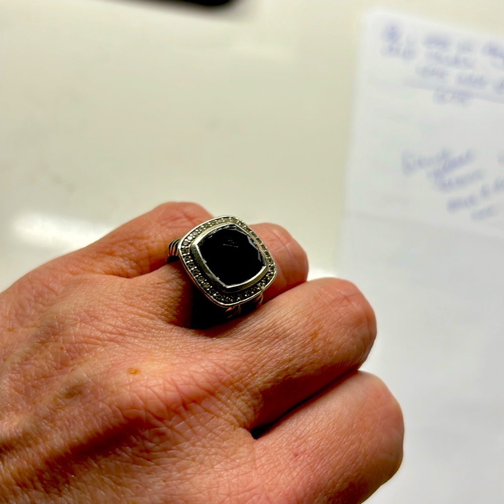 David Yurman Albion Onyx and Diamond Ring